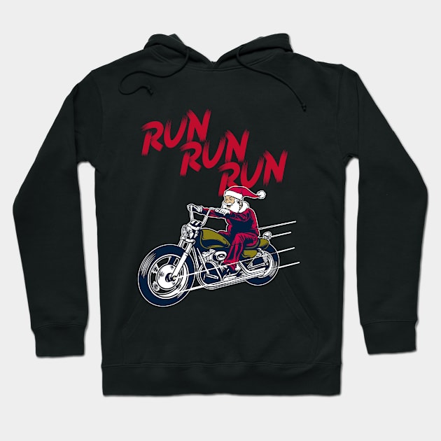Motorcycle Classic Santa Claus Biker Christmas Run T-Shirt Hoodie by geekandgamerstore